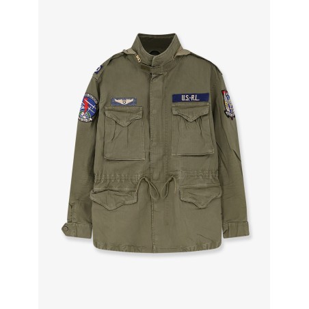 Cotton denim jacket with front logo patch