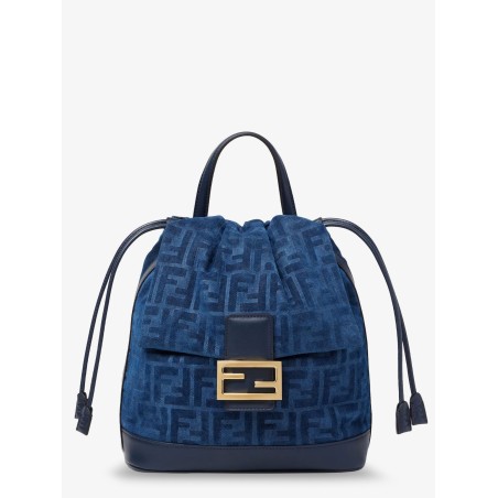 Denim backpack with flocked FF detail