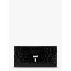 T-Lock croco print leather wallet