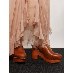 Leather and wood Jeanette sabot