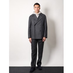 Double-breasted virgin wool blend coat