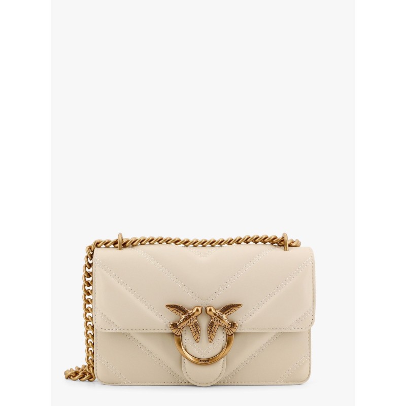 Matelassé leather shoulder bag with love birds buckle