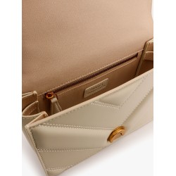 Matelassé leather shoulder bag with love birds buckle