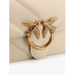 Matelassé leather shoulder bag with love birds buckle