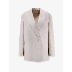 Double-breasted lyocell and linen blazer