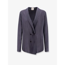 Double-breasted silk blazer