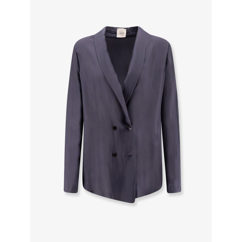 Double-breasted silk blazer