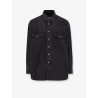 Black denim shirt with enamelled buttons