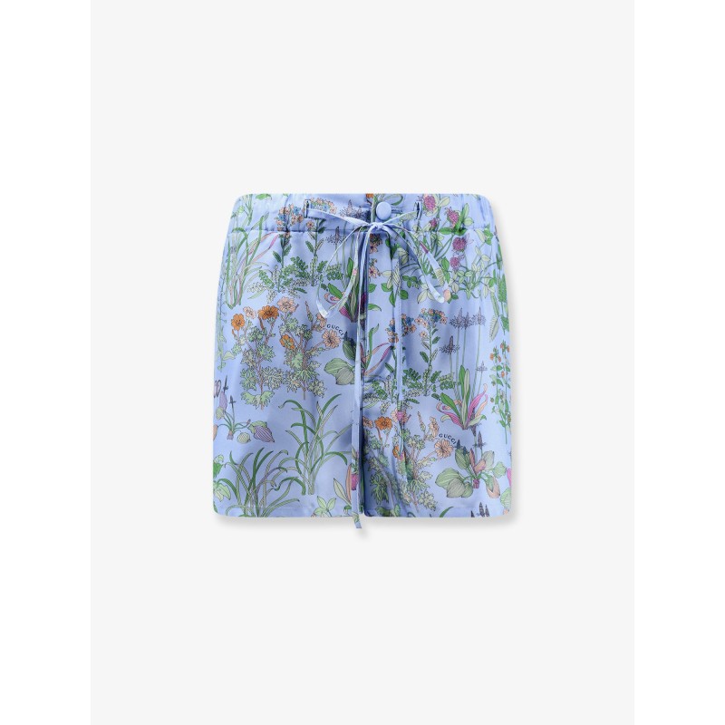 Printed silk shorts