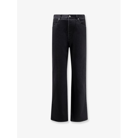 Black denim trousers with back leather patch