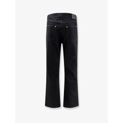 Black denim trousers with back leather patch