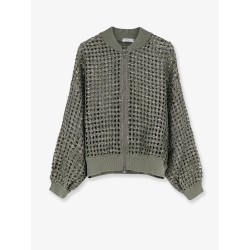 Dazzling Net Embroidery silk and linen cardigan