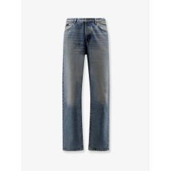 Cotton jeans with back suede logo patch