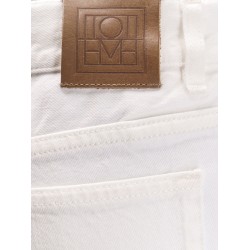 White denim trousers with flared bottom