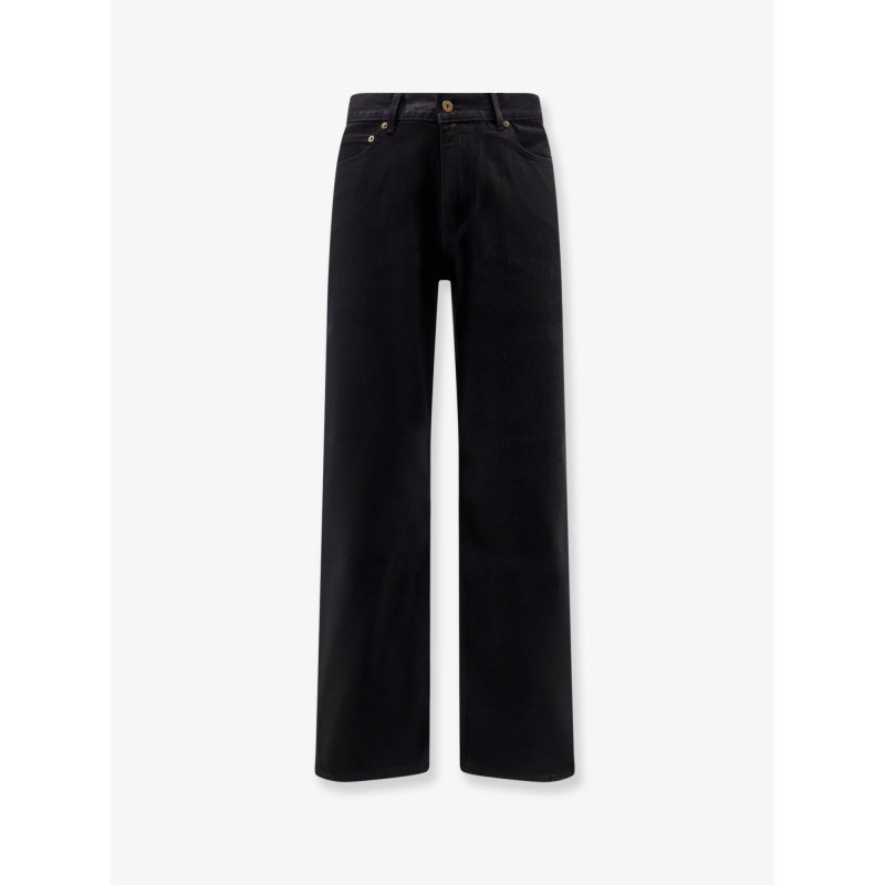 Straight fit black denim trousers