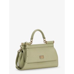 Sicily Small leather shoulder bag with metal logo patch