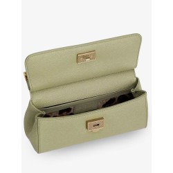 Sicily Small leather shoulder bag with metal logo patch