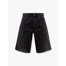 Cotton cargo bermuda shorts with distressed effect