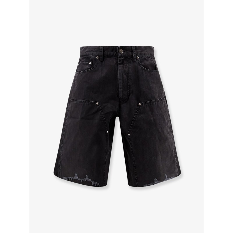 Cotton cargo bermuda shorts with distressed effect