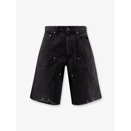 Cotton cargo bermuda shorts with distressed effect