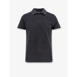 Cotton polo shirt with striped profiles