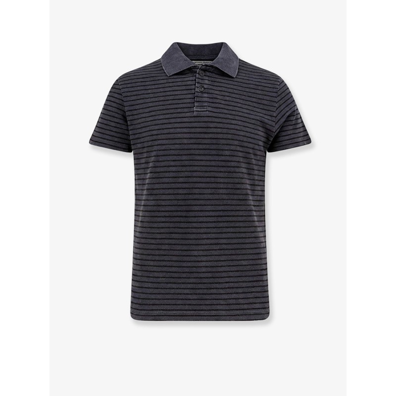 Cotton polo shirt with striped profiles