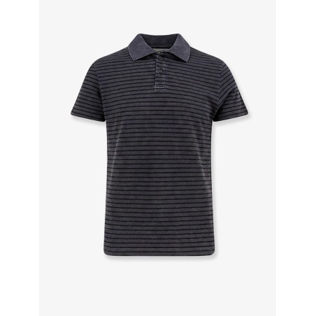 Cotton polo shirt with striped profiles