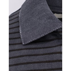 Cotton polo shirt with striped profiles