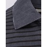 Cotton polo shirt with striped profiles