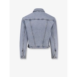 Denim jacket with padded shoulder pads
