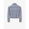 Denim jacket with padded shoulder pads
