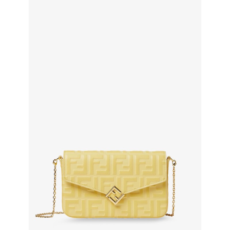 Wallet On Chain FF Diamonds leather shoulder bag with FF embossed logo