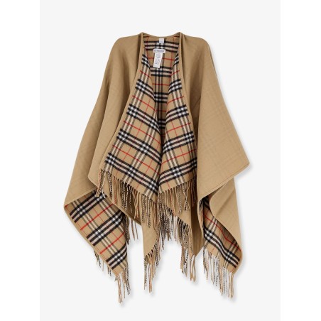 Wool cape with check motif