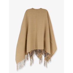 Wool cape with check motif