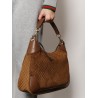 Gucci B suede shoulder bag with all-over GG motif