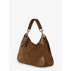 Gucci B suede shoulder bag with all-over GG motif