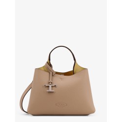 Leather shoulder bag with metal T-Timeless logo