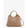 Leather shoulder bag with metal T-Timeless logo