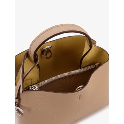 Leather shoulder bag with metal T-Timeless logo