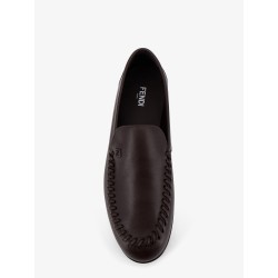 Leather loafers with metal FF logo