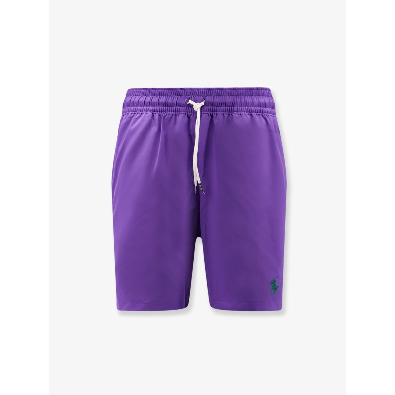 Nylon swim trunks with embroidered logo