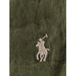 Linen bermuda shorts with embroidered logo