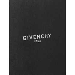 Leather clutch bag with lettering logo on the front