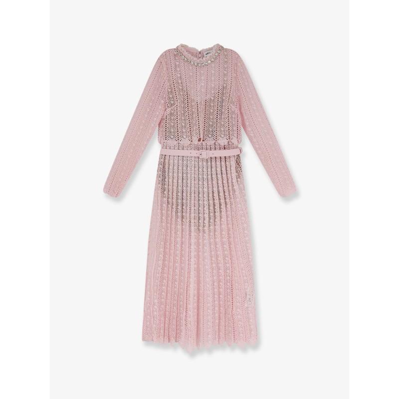 Lace long dress with belt