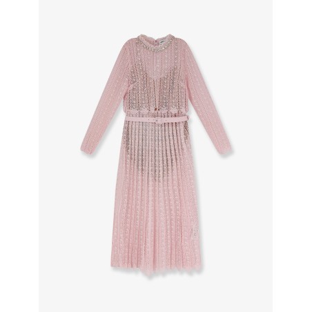 Lace long dress with belt