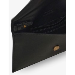 Leather clutch bag with metal Love Birds logo