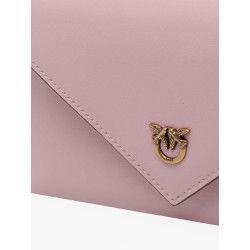 Leather clutch bag with metal Love Birds logo