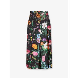 Silk midi skirt with Gucci Flora print