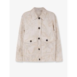 Cotton blend jacket with embroidery