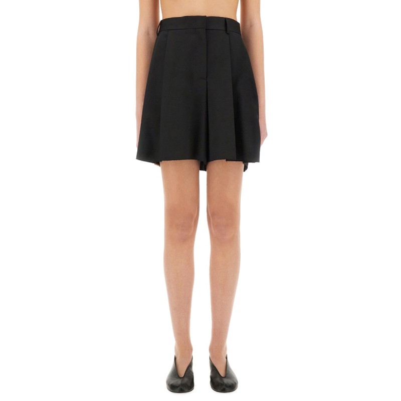 ASYMMETRICAL WOOL SHORTS
